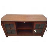 Wood TV Console with Glass Doors, 54x20x27