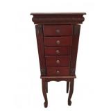 Wood Jewelry Armoire with Mirror, 13x11x36 in