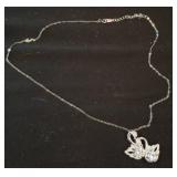 925 Silver Swan Pendant Necklace