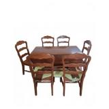 Wood Drop-Leaf Dining Table with 6 Chairs, 65