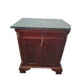 Wood Cabinet with Green Marble Top, 27x20x30