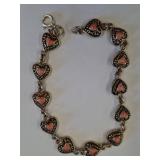 Sterling Silver and Enamel Heart Bracelet