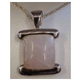 Sterling Silver Rose Quartz Pendant Necklace