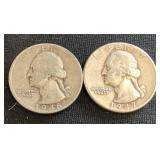 1946 D and 1947 D Washington Quarters Pair