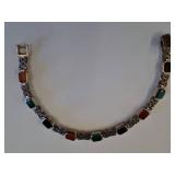 Sterling Silver Multi-Stone Link Bracelet