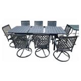 Metal Patio Dining Set, Table 84x37x29, 8 Swv