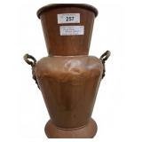 Large Copper Floor Vase with Brass Handles