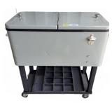 Metal Rolling Cooler with Lid and Stand