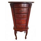 Wooden Jewelry Armoire with Five Drawers