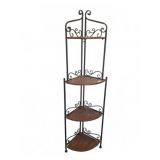 Metal and Wood Corner Shelf Unit, 66 Inch