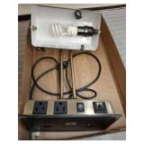 Brass Desk Lamp with Electrical Outlets