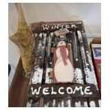 Winter Welcome Snowman Sign with Lights
