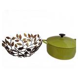 Chantal Green Enamel Dutch Oven and Metal Art