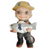Fisherman Boy Figurine Holding Fish
