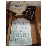 Beach Decor Signs and Wine Stopper Set