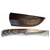 Fixed Blade Knife with Case and Wood Handle
