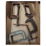 Four Metal C-Clamps Assorted Sizes