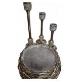 Silver Tone Chargers and Candle Holdes