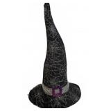 Black Witch Hat with Web Print and Lights