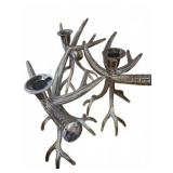 3 Silver-Tone Antler Candleholders