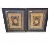 Framed Pineapple Prints, 25x31 Inches