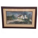 Framed Lighthouse Landscape Print, 45x28