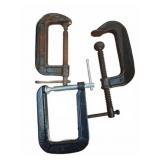 3 Assorted C-Clamps, 4" and 5"