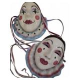Ceramic Clown Wall Masks Signed Catya