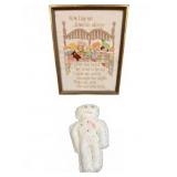 Framed Embroidery and Over the Hill Doll