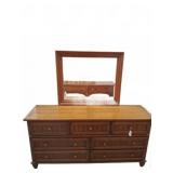 Wooden Dresser With Mirror, 66x18x32 Inches