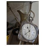 Lot: Clock, Pitcher, Candlesticks