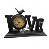 LOVE Table Clock with Bird Accent