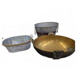4 Decorative Metal and Wicker Baskets