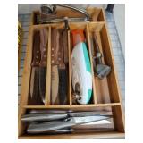 Kitchen Knife and Utensil Lot in Organizer