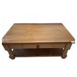 Wood Coffee Table with Drawer, 48x30x20 in
