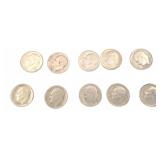 10 Pre-1965 Roosevelt Silver Dimes