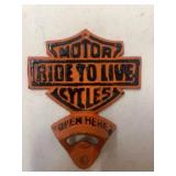 Ride to Live Cycles Cast Iron Wall Bottle Opn