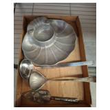 Metal Serving Utensils and Shell Pl,