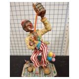 Painted Clown Figurine With Dog and Balloons