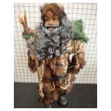 Santa Claus Figure with Fur Coat and Staff