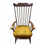 Wooden Spindle-Back Rocking Chair with Yellow