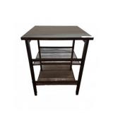 Metal and Wood Side Table, 16x16x20 Inches