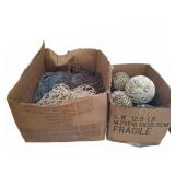Box Lot of Decorative Shell Balls and Twine