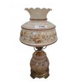 22 Inch Floral Glass and Brass Table Lamp