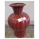 Red Ceramic Vase, 16 Inches Tall