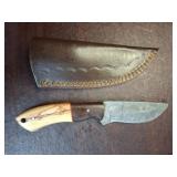 Custom Damascus Knife With Wood Handle