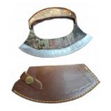 Curved Ulu Knife with Leather Sheath