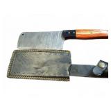 Damascus Steel Cleaver with Sheath