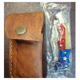 Pocket Knife with Case, Texas Flag Handle