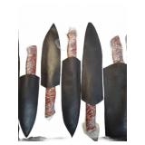Five Wrapped Kitchen Knives
